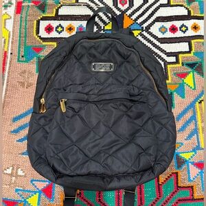 Marc By Marc Jacobs Black Quilted Backpack with Gold Zippers